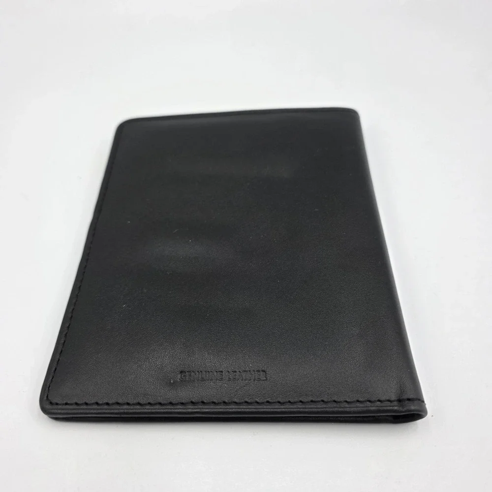 New‎ Geoffrey Allen Genuine Leather Passport Holder Wallet Black